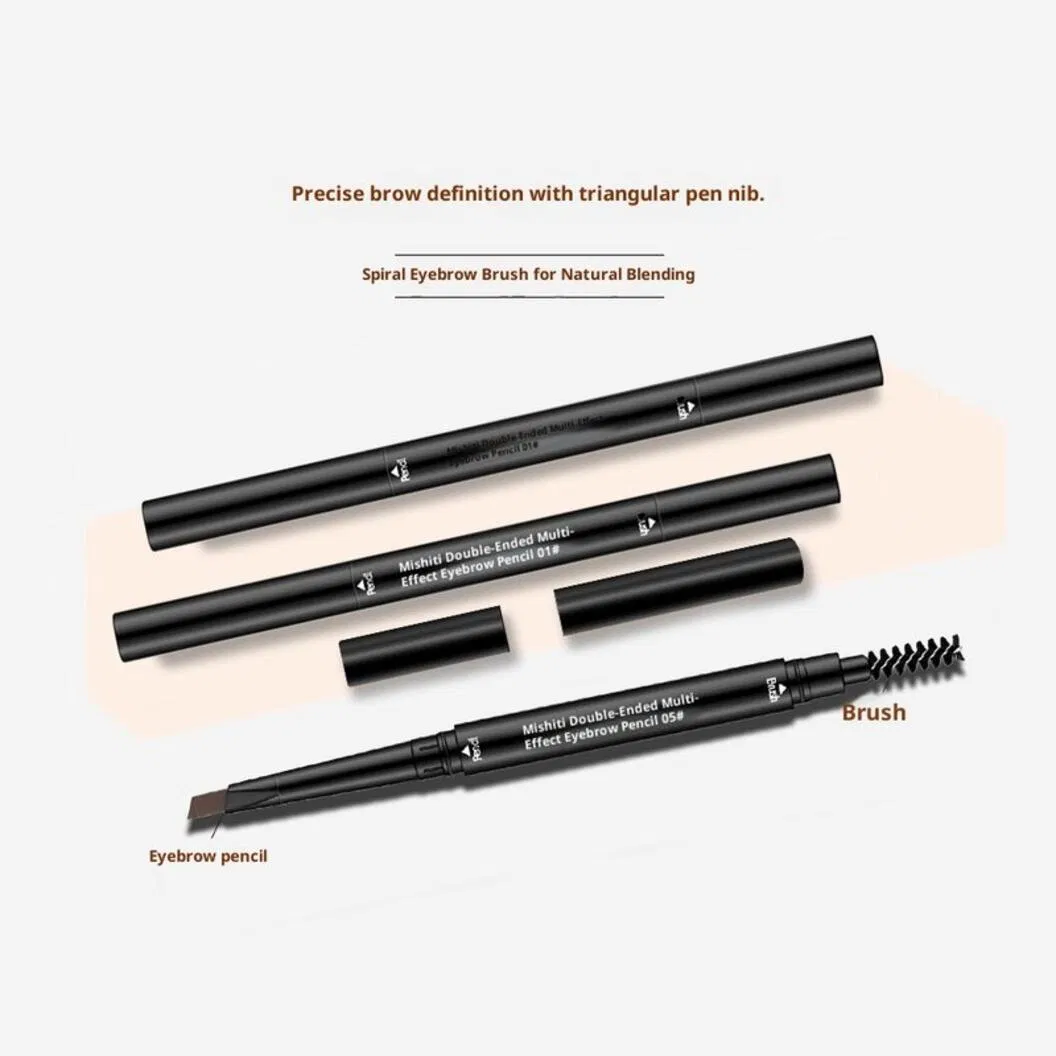 Double Head Triangle Shape Brow Pencil with Fine Point and Blending Spoolie Brush