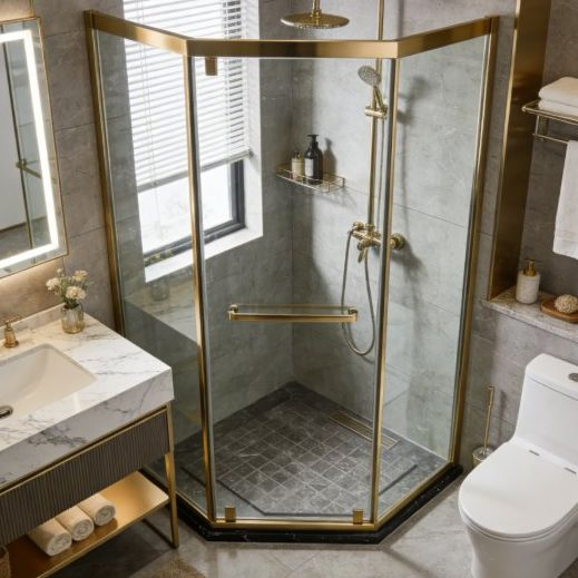 Safety Shower Enclosure Sliding Door Tempered Glass