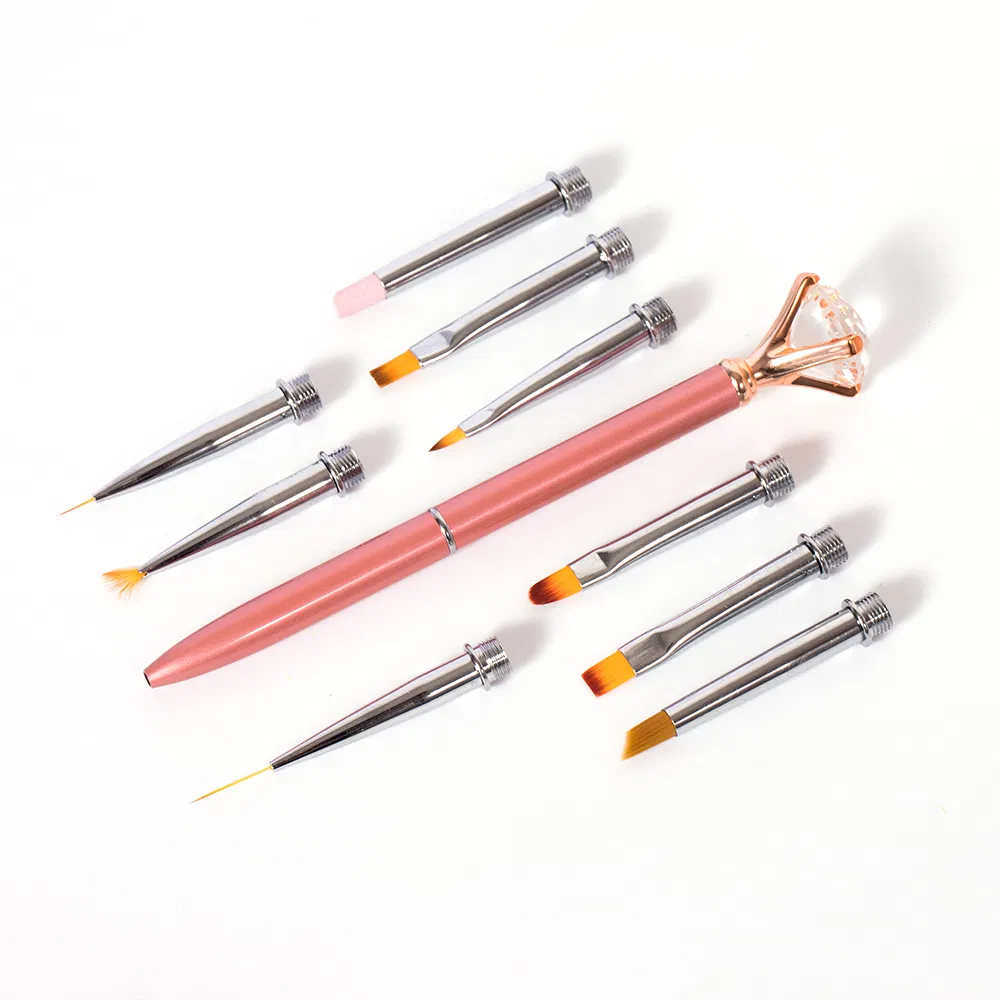Guyo Rose Gold Metal Handle Nylon Nail Brush Set Customizable Logo