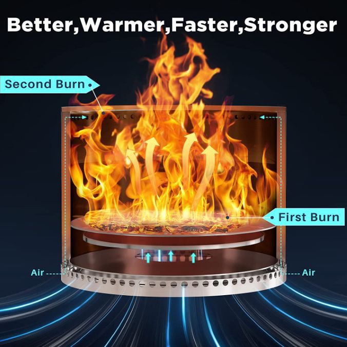 Беспламенный костровой стол 20 дюймов с грилем и поддоном