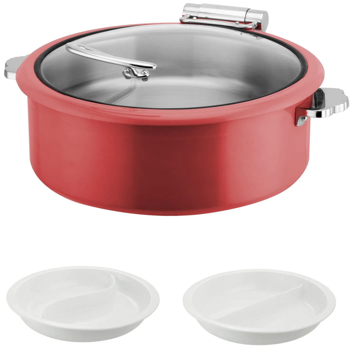 OEM Factory Induction Cooker Glass Lid Triply Buffet Chafing Dish with Hydraulic