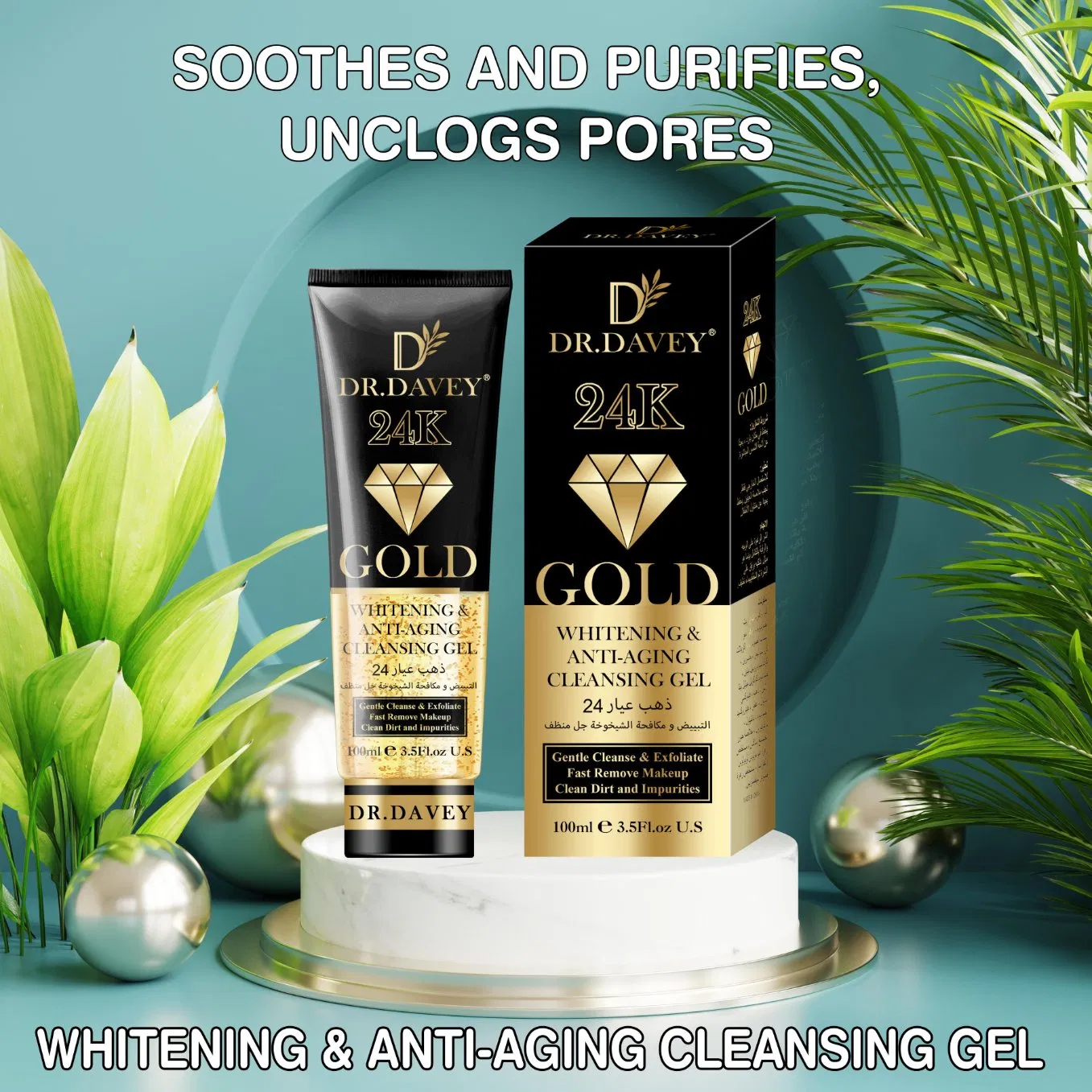 Gold Serum Face Wash Whitening Face Cleanser Foam Anti Aging Skin Moisturizinq Firming Oil Contro