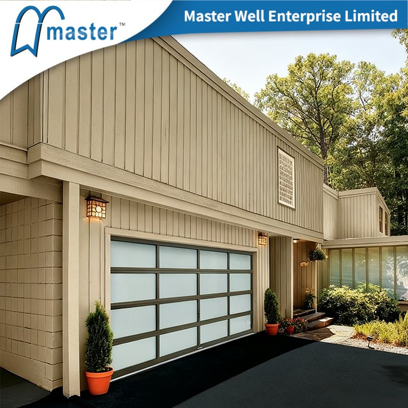 Master Well Frosted Tempered Glass Garage Door Automatic Aluminum Framed Garage Door
