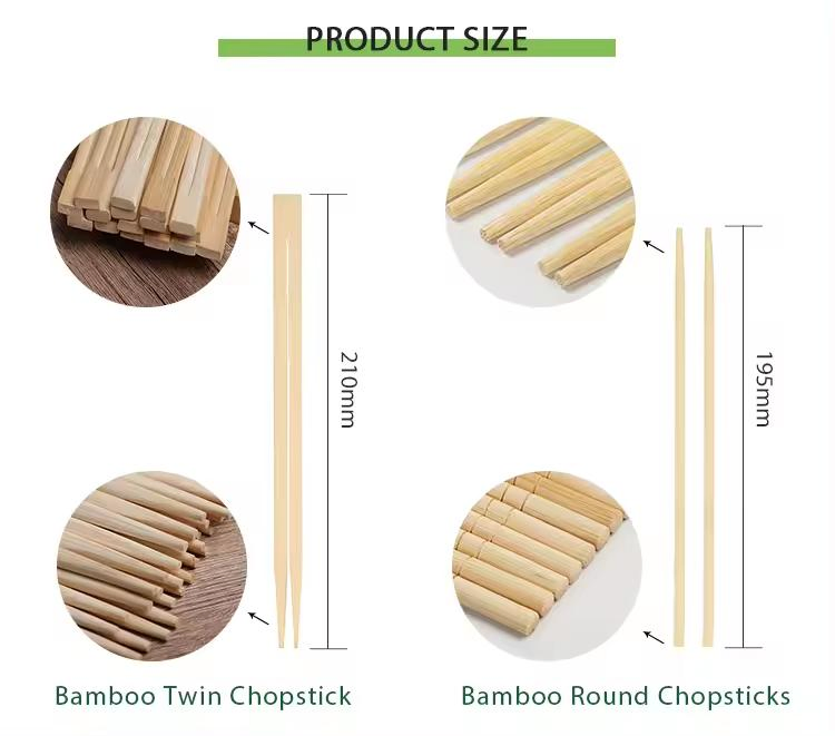 Chinese Manufacturers Factory Price Disposable Green Natual Bamboo Twin Chopsticks