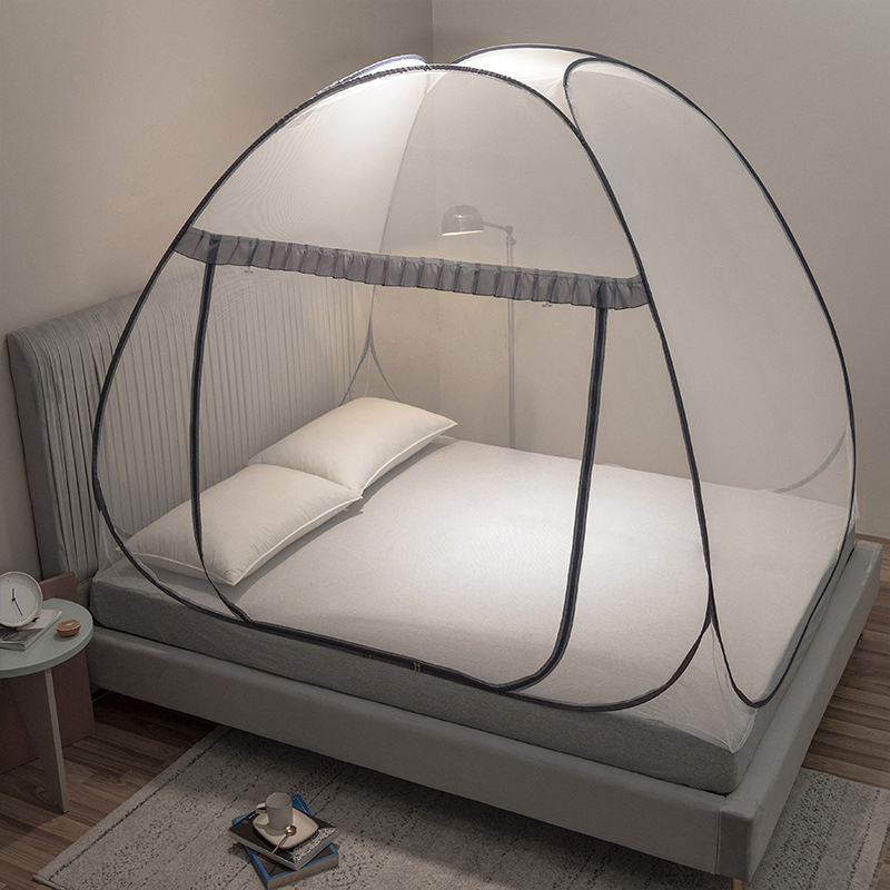 No-Installation Mongolian-Style Mosquito Net, 1.5m Bed Household Bedroom Mosquito Net, 1.8m Full-Bottom Mosquito Net, 1.2m Anti-Fall Mosquito Net