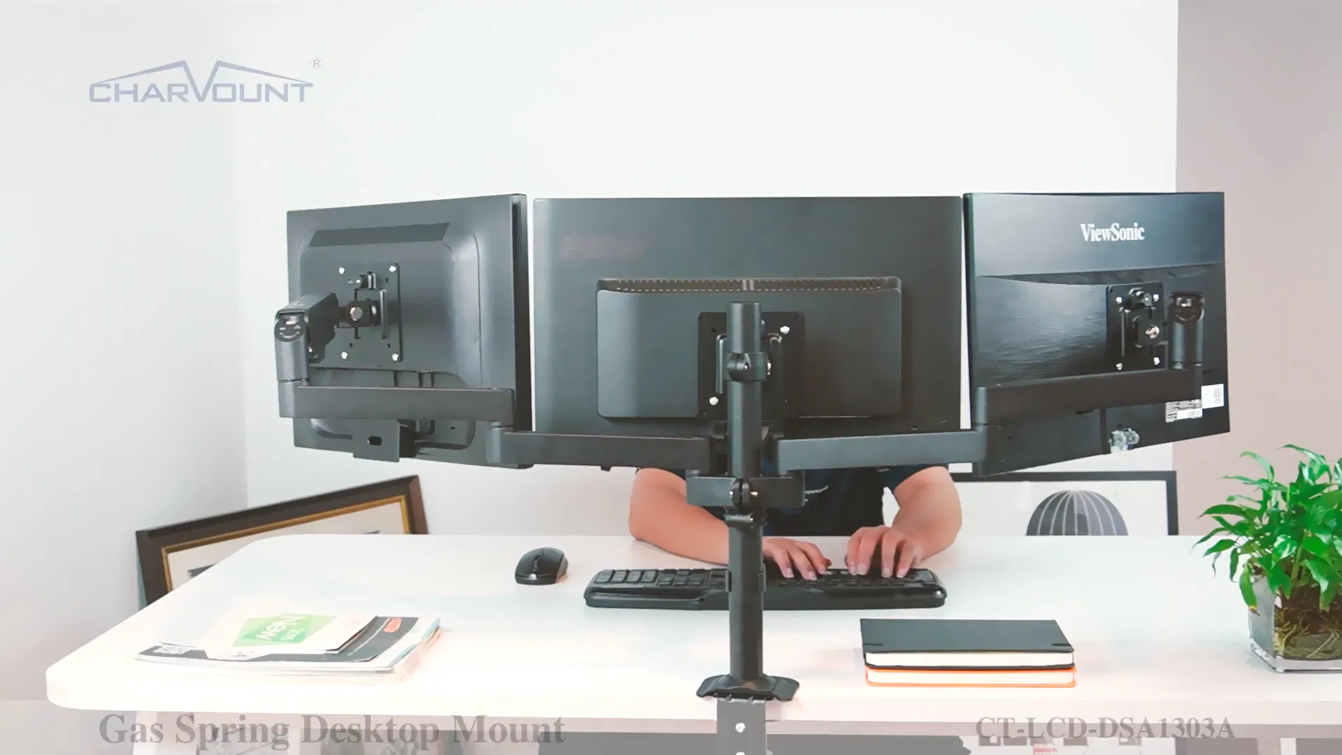 Factory Wholesale Monitor Arm Gas Spring Triple Monitor Mount