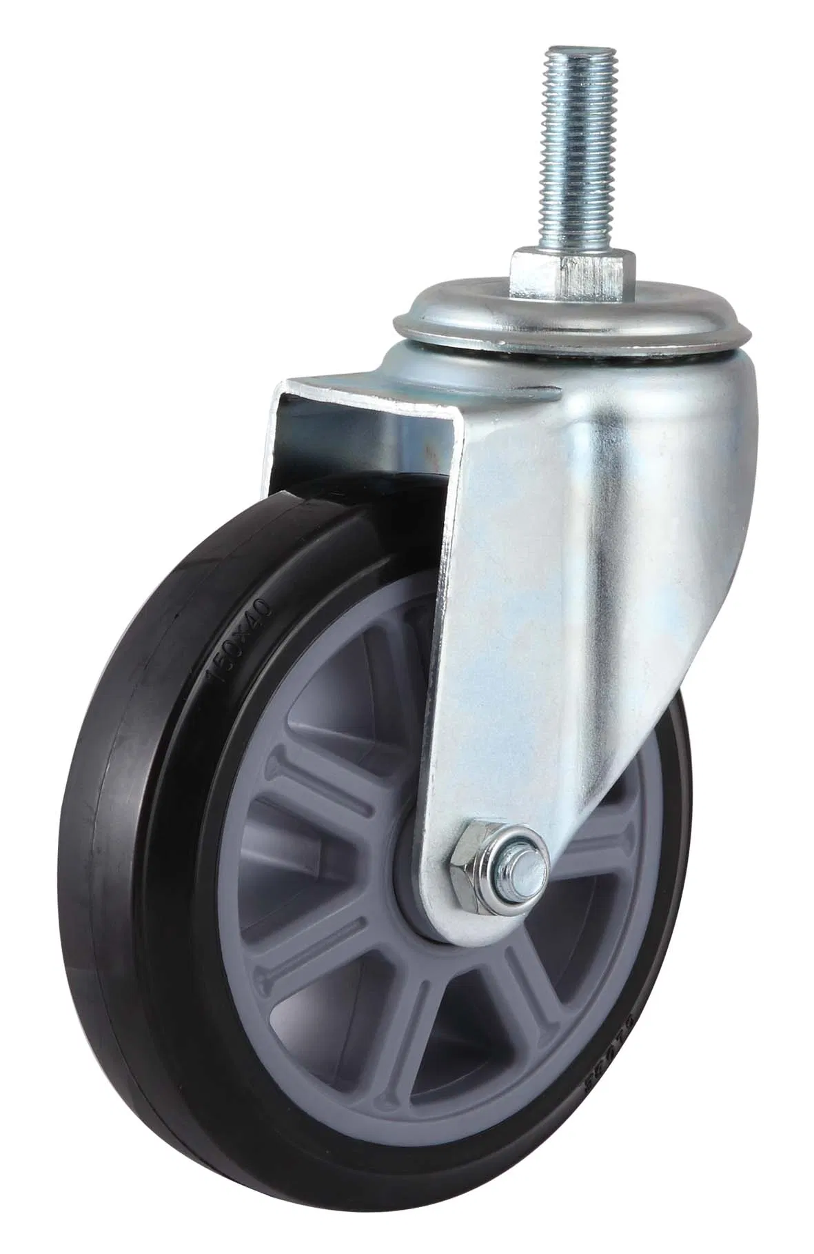 Globe Polyurethane Rigid Castor Wheels Top Plate Fixed PU Caster Wheel (Black)