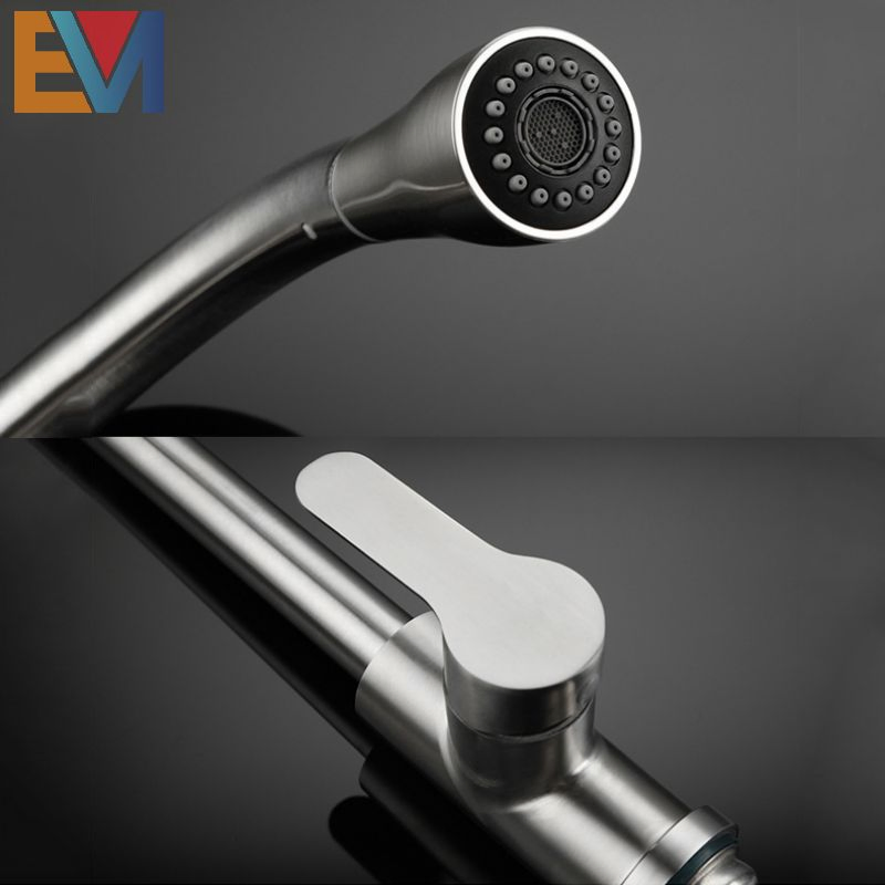 304 Stainless Steel Single Handle Water Pull out Kitchen Faucet