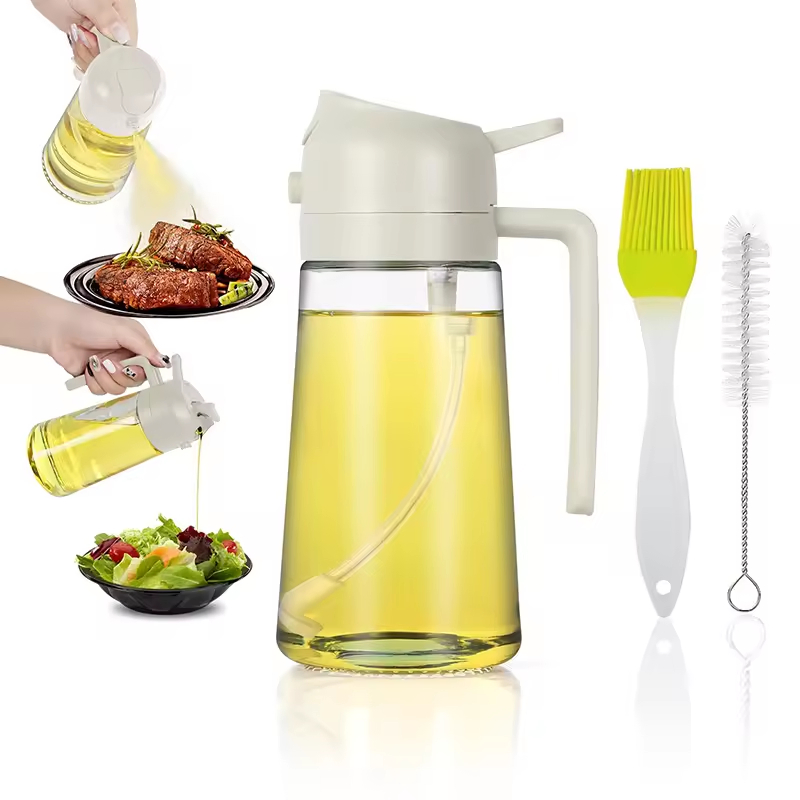 High Quality Glass Oil Sprayer 2 in 1 Food Grade Olive Oil Mister Spray Bottle Dispenser for BBQ Baking Cooking