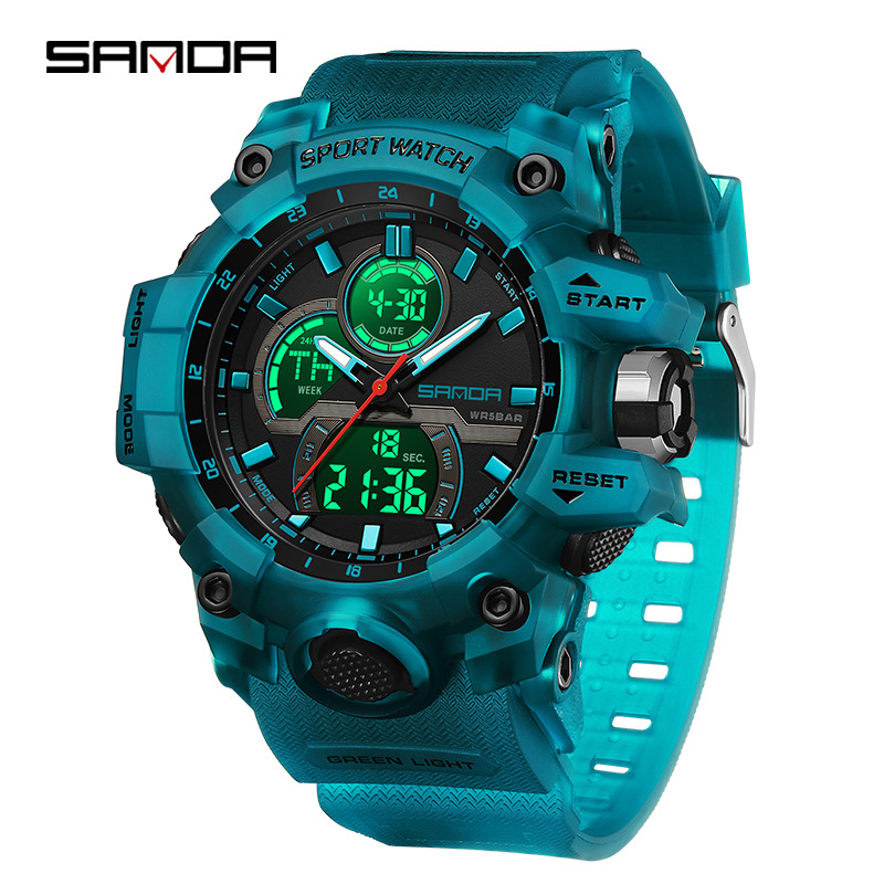 Sanda 6198 Sports Luxury 50m Waterproof Wristwatch Relogio Masculino Digital Watch