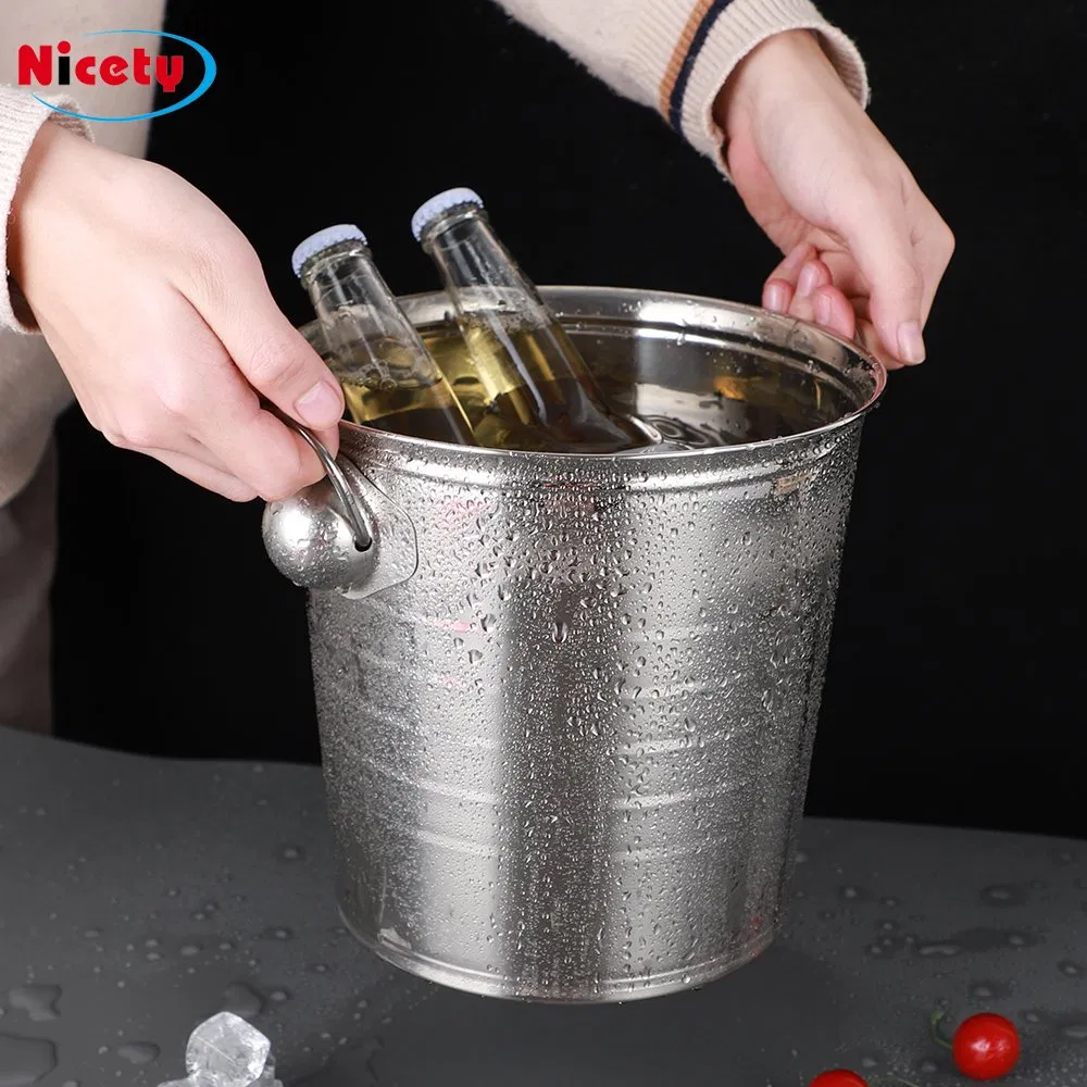 OEM Beer Wine Ice Bucket Seating for Bar Home Beverage Cooler Container Stainless Steel Ice Bucket