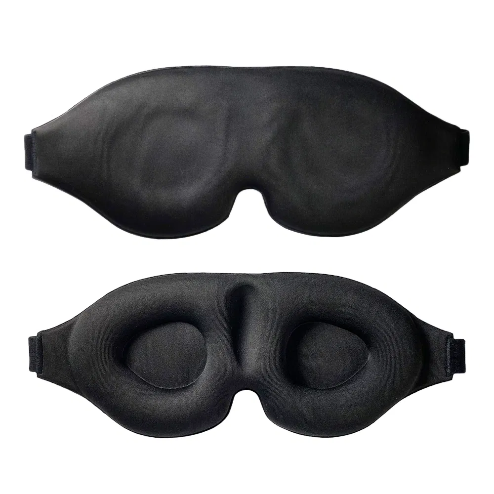 3D Contoured Memory Foam Eyemask Black Custom Logo Travel Eye Sleep Mask