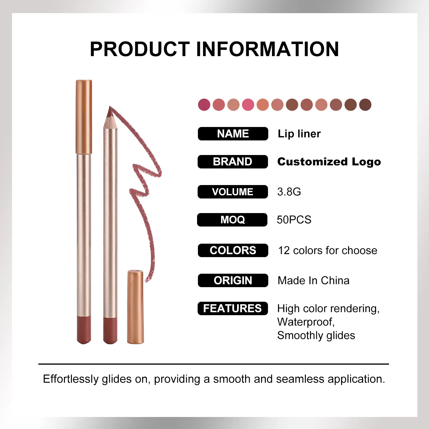 2025 New Design Vegan Lip Liner Pencil Makeup for Private Logo