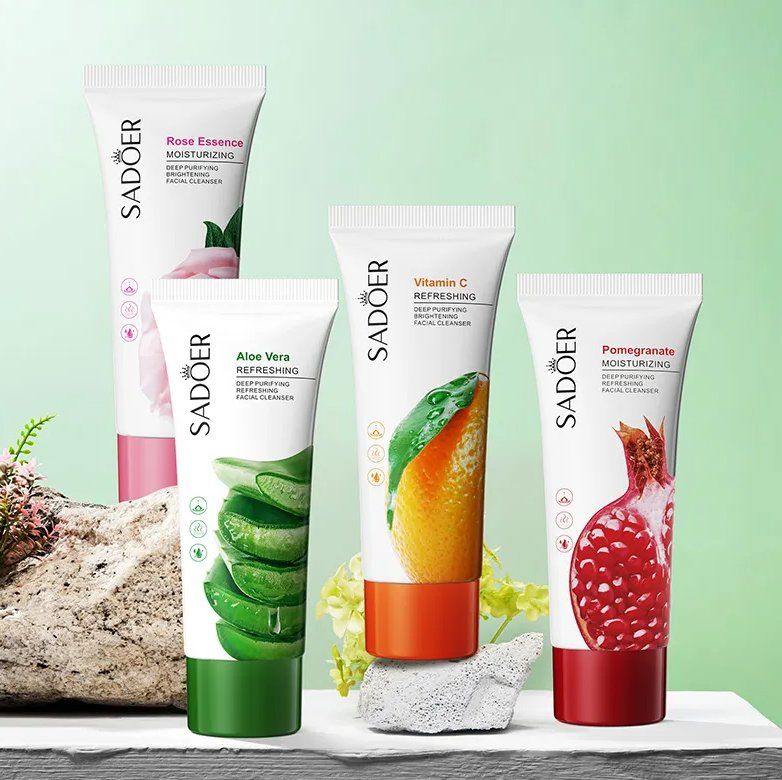 Shrink Pores Aloe Vera Vitamin C Face Wash Deep Cleansing Whitening Facial Cleanser Pomegranate Soothing Face Wash No Added Alcohol Fragrance Facial Cleanser