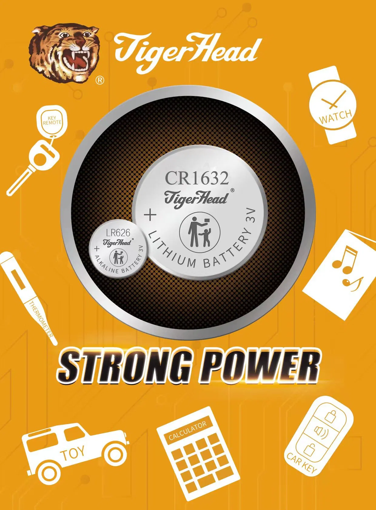 Lithium Watch Battery Cr1616/Cr1620/Cr1625/Cr1632 Tiger Head Lithium Button Cell Battery Pila