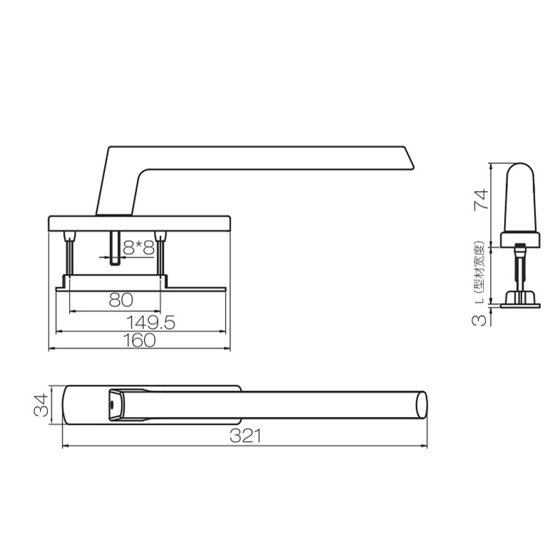 Door and Window Hardware Furniture Accessories Aluminum Alloy Door Handle