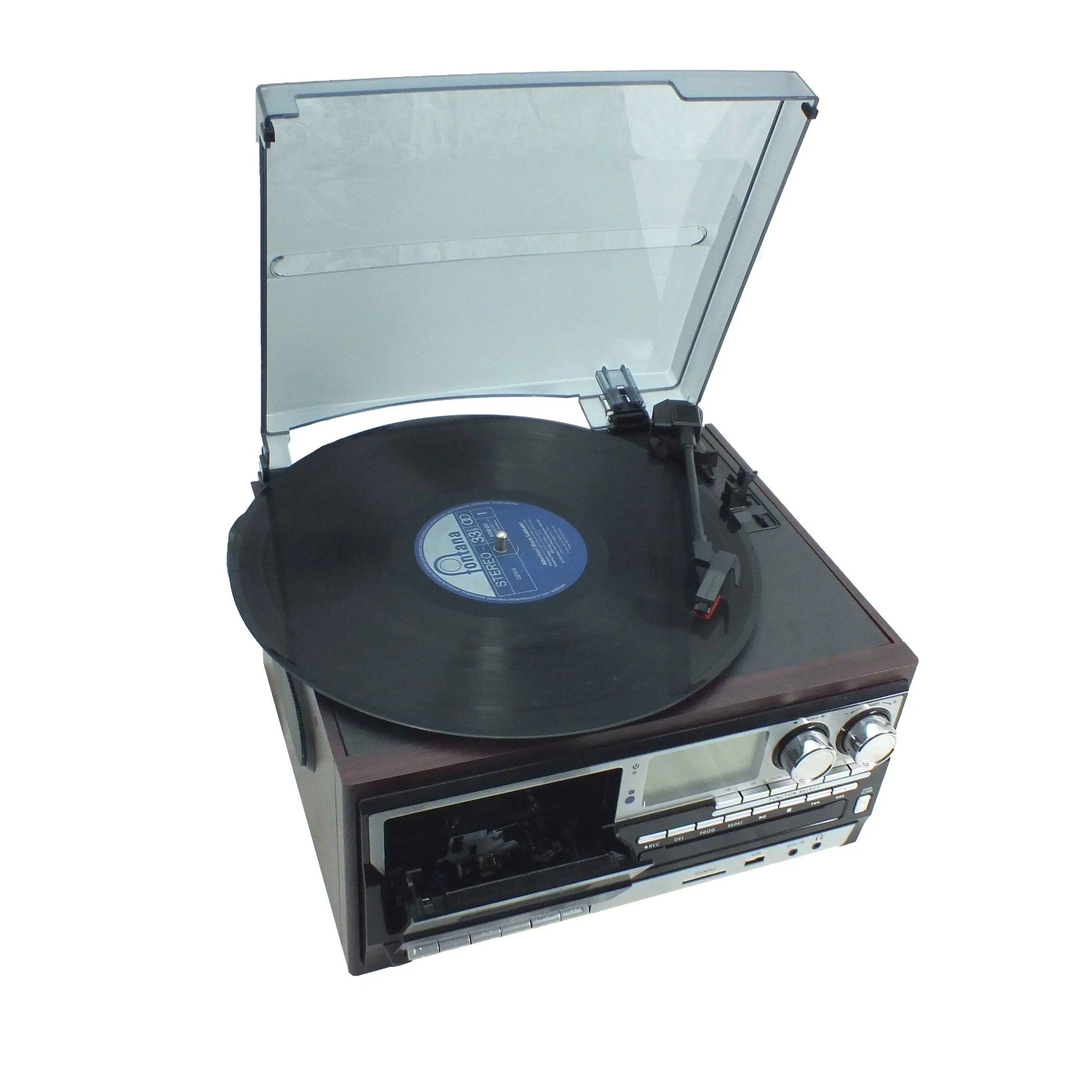 Classic Vintage 7-in-1 Audio Turntable with Cassette and CD Player