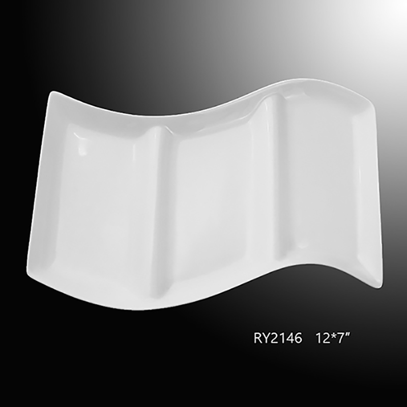 3 in 1 Divided Plate Separate Porcelain Plate Hotel Restaurant Use
