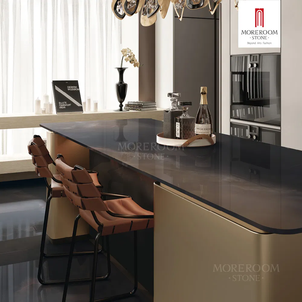 Porcelain Slab Onxy Black Marble Look Tiles for Luxury Villa Interior Decoration