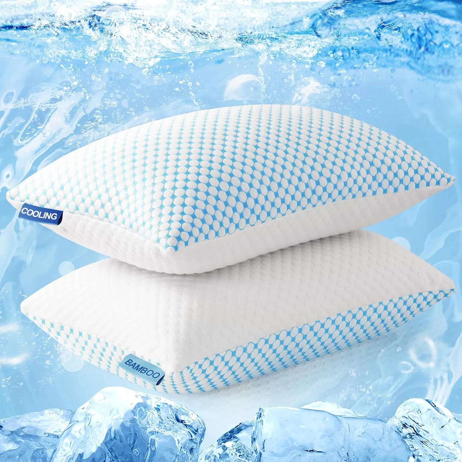 Cooling Bed Pillows, Shredded Memory Foam Pillow, Gel Infused Cool Foam Pillow, Adjustable Pillow for Sleeping