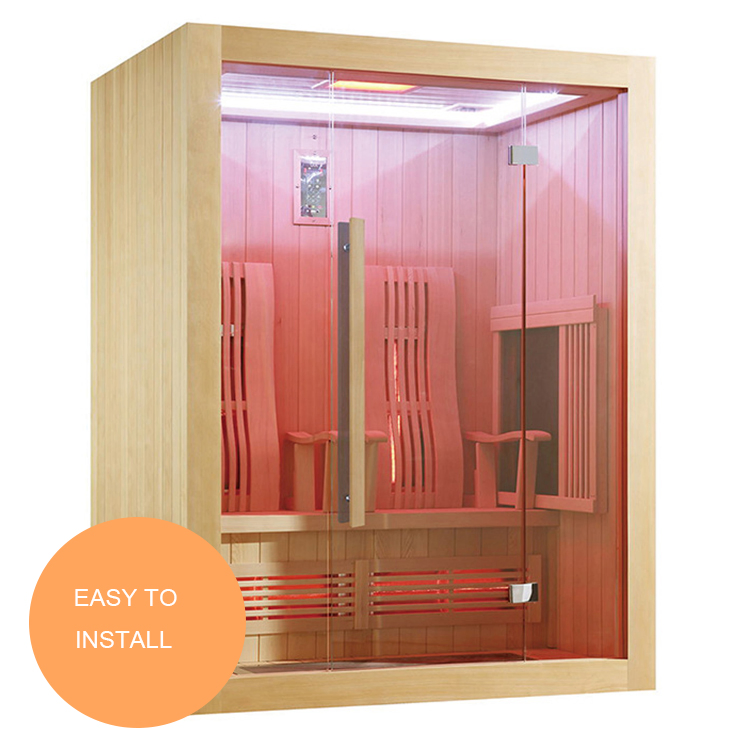 Wall Decorative Environmental Protection Anticorrosion Indoor 4 Person Wood Sauna