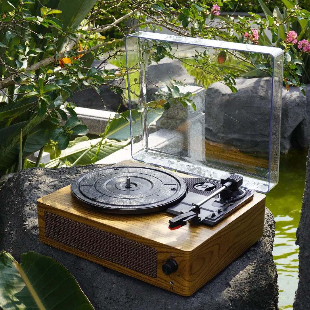 Tr108 Wooden Built-in Dual Stereo Speakers Vinyl Lp Record Player Ruby Stylus Turntable Player
