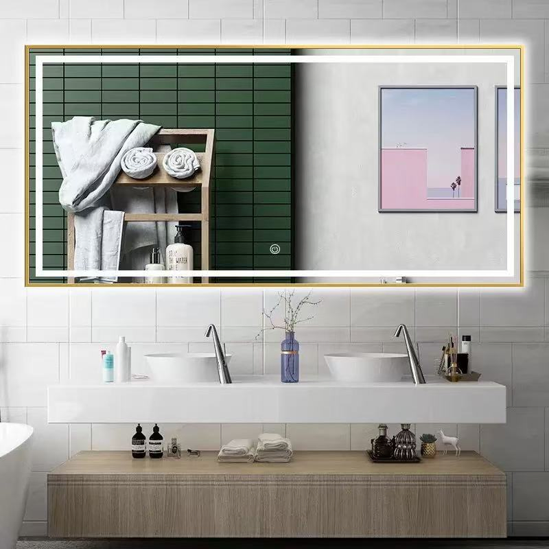 Wall Mounted Touch Screen Lighting LED Stepless Dimming Bathroom LED Light Mirror.