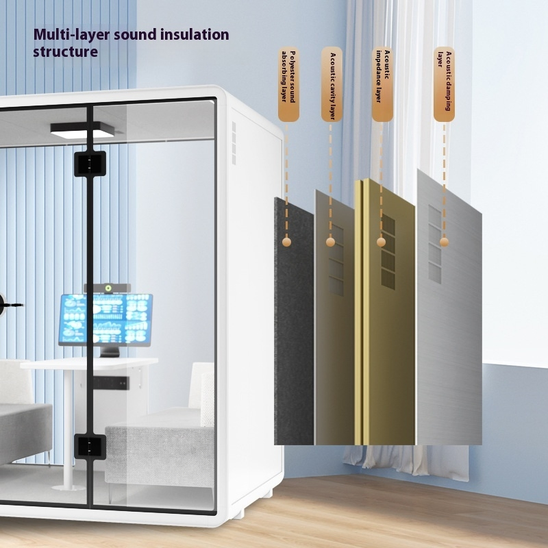 Soundproof Office Pod for Home Living Room and Live Space Group Meeting