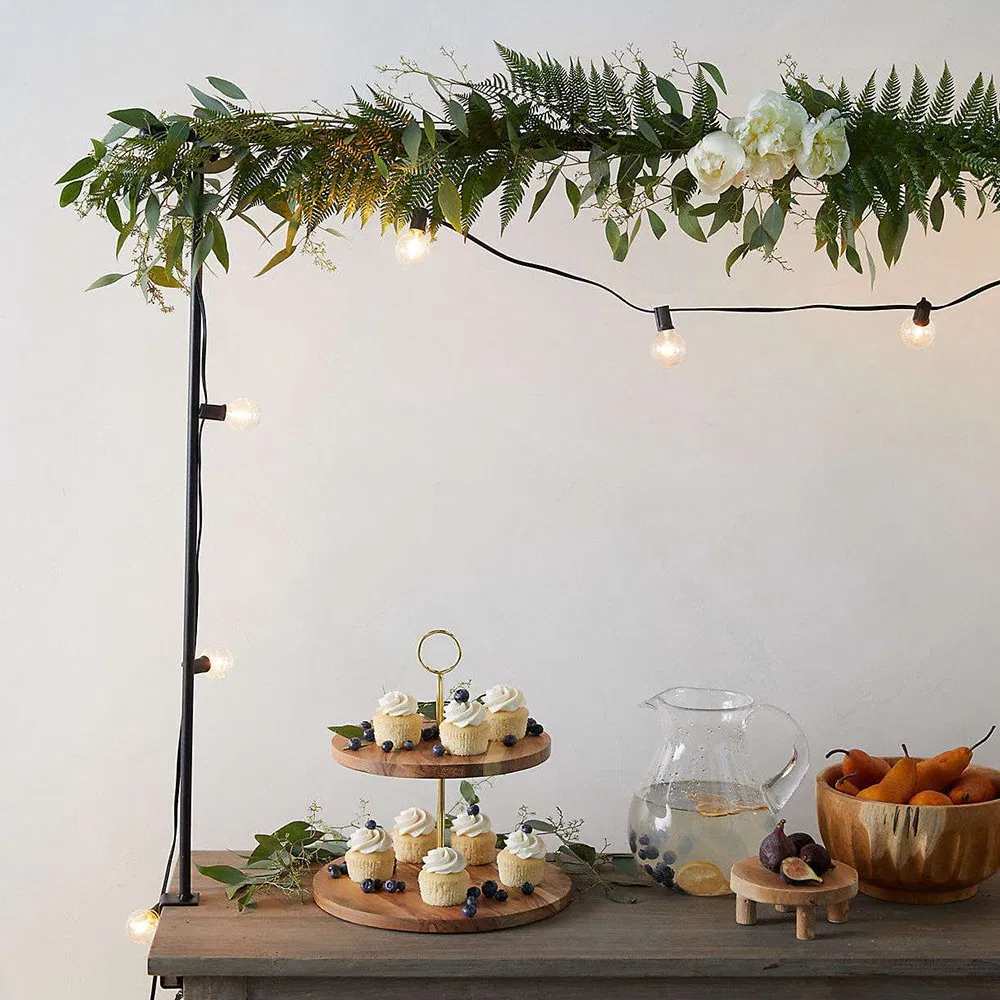 Hopesun Adjustable Table Rod Stand, Metal Arch Stand for Birthday, Wedding, Halloween, Christmas Party Decorations, Black