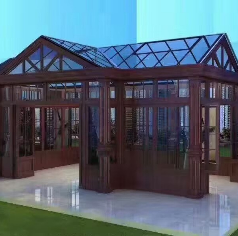 Asia Style Backyard Aluminum Structure Cafe Shop Tea Restaurant Sunroom Glass House