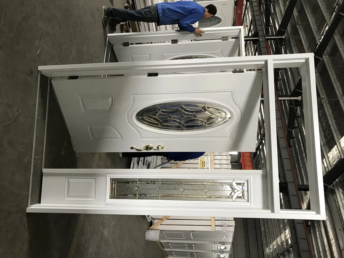 Small Exterior Door with Decorative Glass Inserted