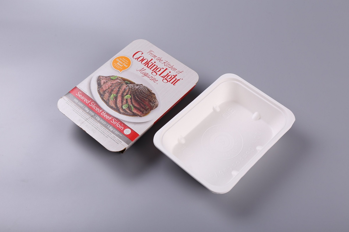 Disposable Sugarcane Pulp Divided Lunch Paper Tray Food with Lid