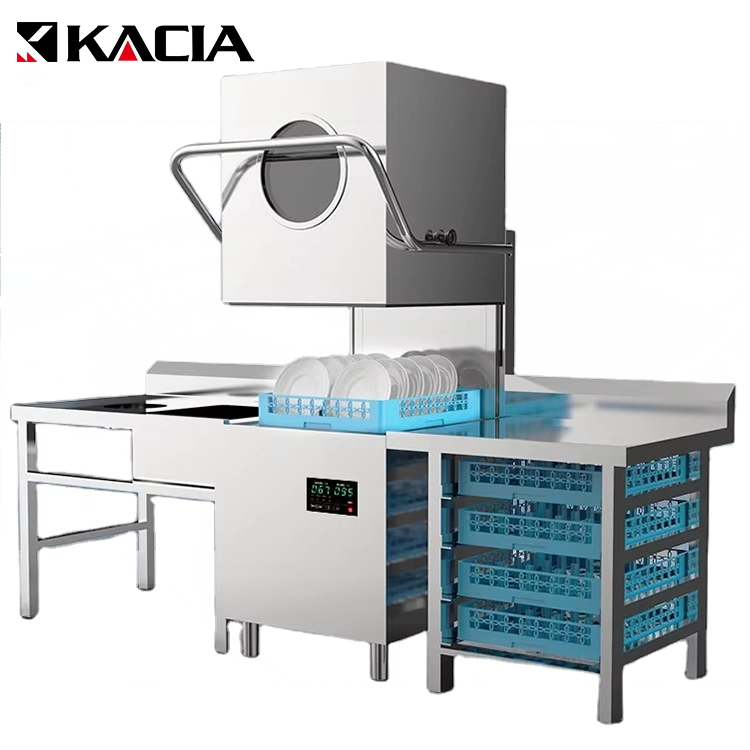 Restaurant Hotel Dishwasher 380V 9.8kw Hood Type Dishwasher