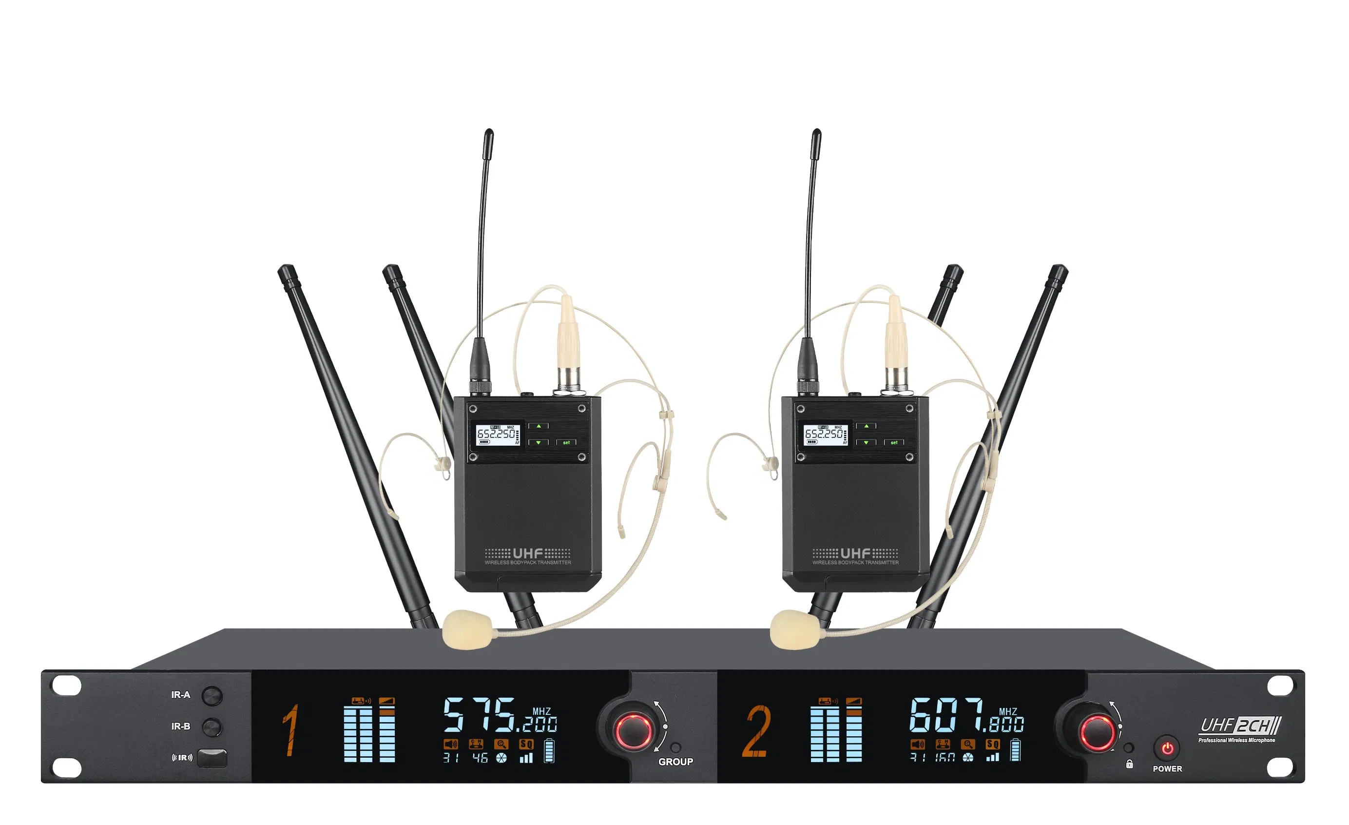 500MHz OEM UHF True Diversity Dual-Channel Wireless Microphone