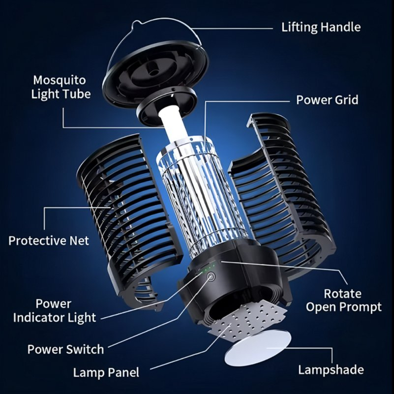 China Goods Indoor and Outdoor Camping High Quality Waterproof Portable Rechargeable Multifunctional Electric Shock Mosquito Killer Lamp Mosquito Trap
