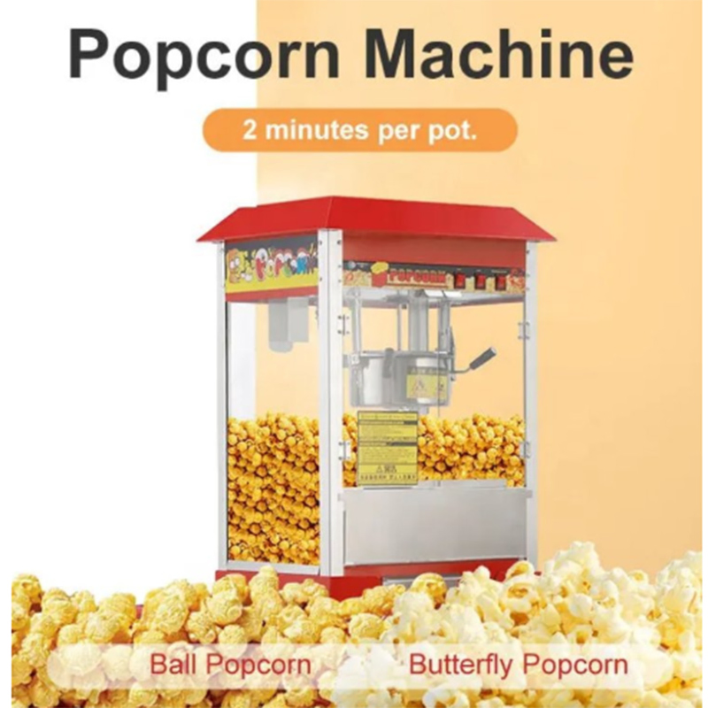 Professional Caramel Popcorn Production Machine Stainless Steel Hopper Production Vertical Automatic Ball 8 16 32 Oz Design for Factories/Amusement Parks