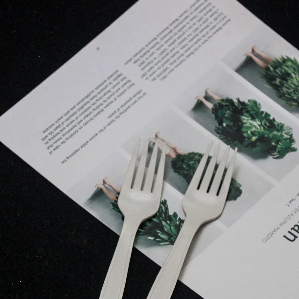 Disposable Cornstarch Tableware Eco- Friendly Biodegradable Knife and Fork for Takeaway