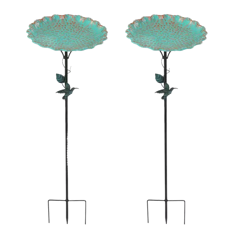 Iron Bird Bath Freestanding Metal Birdfeeder Bowl for Outdoor Garden Patio Yard Lawn Decor
