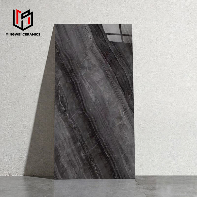 Wholesale Black Luxury Porcelain Glazed Marble Floor Tiles, High Glossy Surface Ceramic Tiles for Bathroom, Kitchen, Living Room, Hotel and Interior Decoration