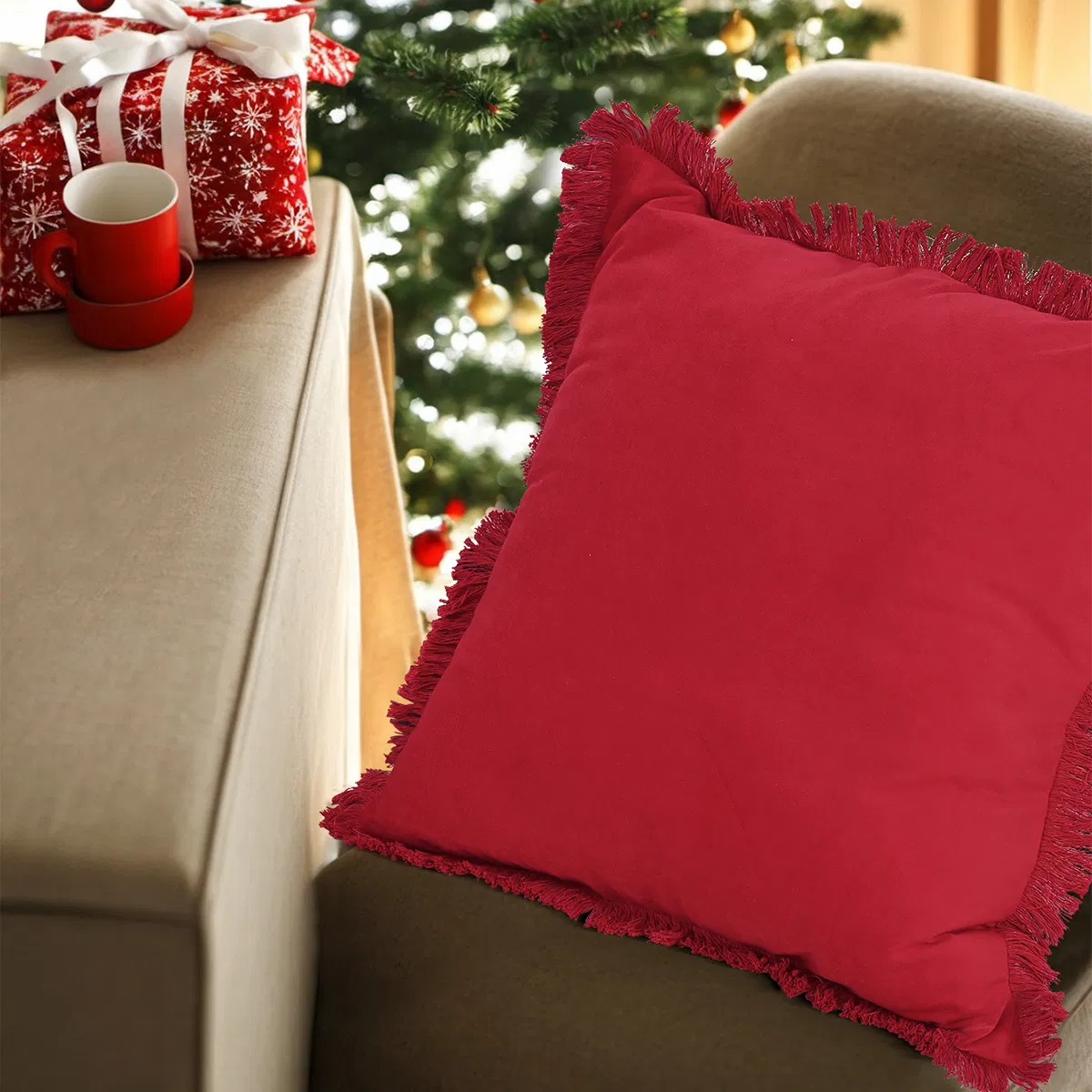 Customizable Plain Fabric Throw Pillow Cover Cotton Linen Cushion Cover