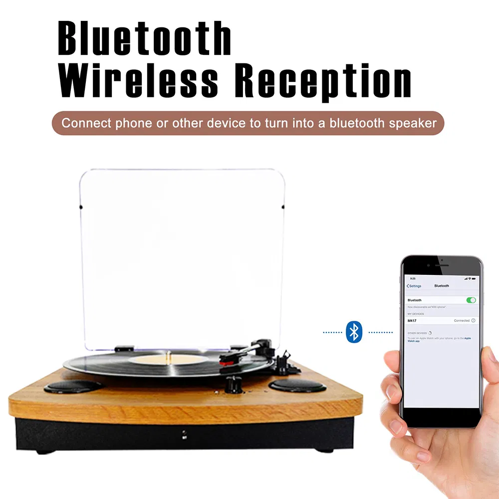 Винтажный проигрыватель винила с Bluetooth и аккумулятором