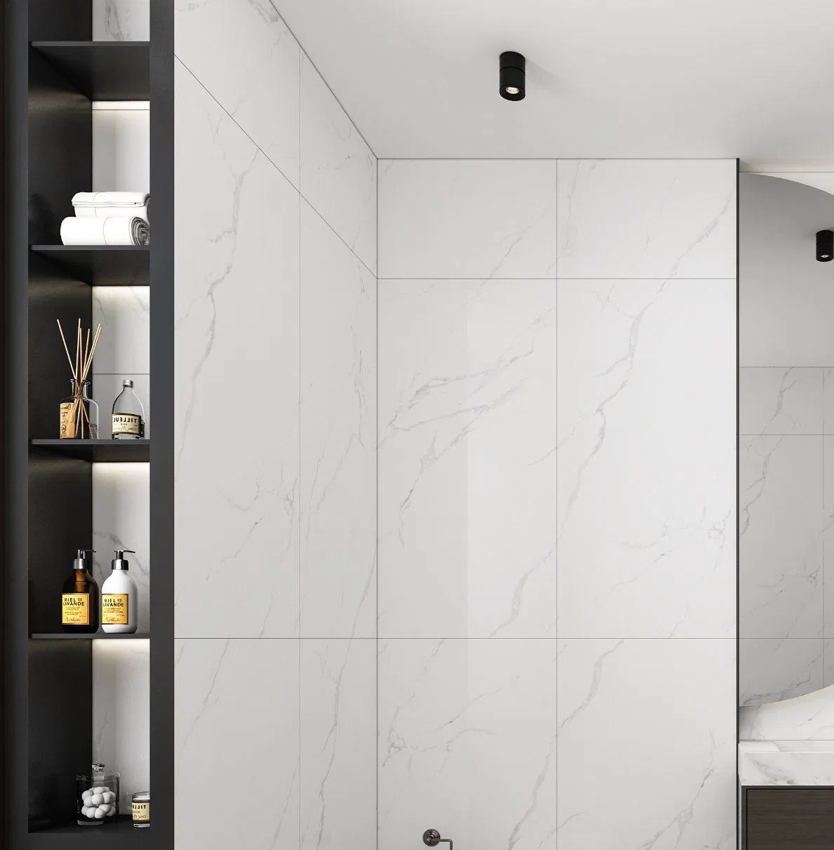 Серые мозаичные плитки из фарфора для современного интерьера