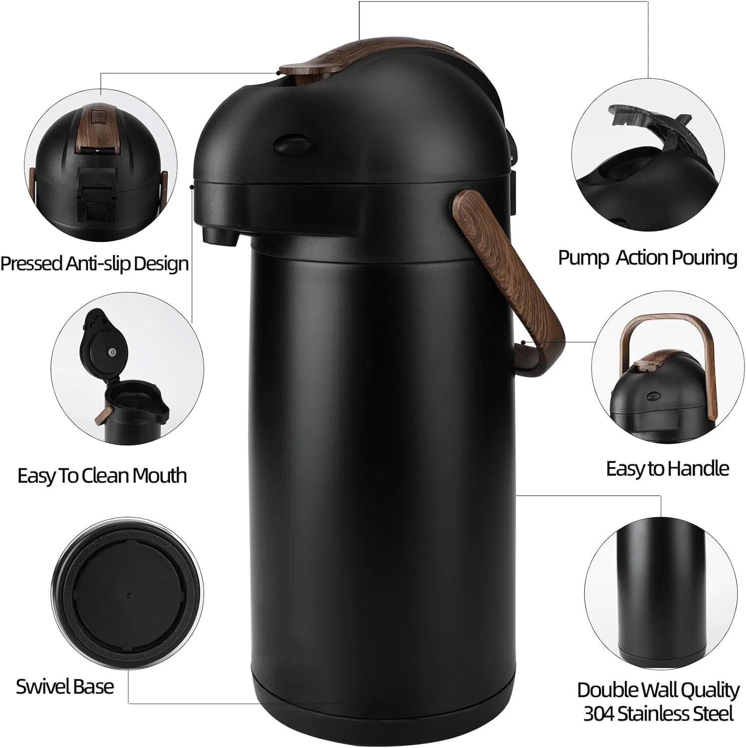 Amazon Thermal Coffee Dispenser Termos Air Panas Thermos with Pump Airpot Beverage Insulated Garrafa Termica Carafe Vaso Copo Termico