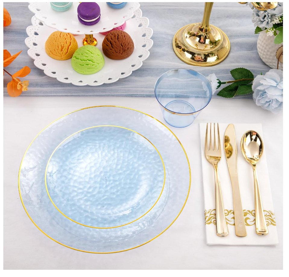 Disposable PS Plastic Tulip Pattern Western Dinner Plate Orchid Dessert Round Dish Party Tableware