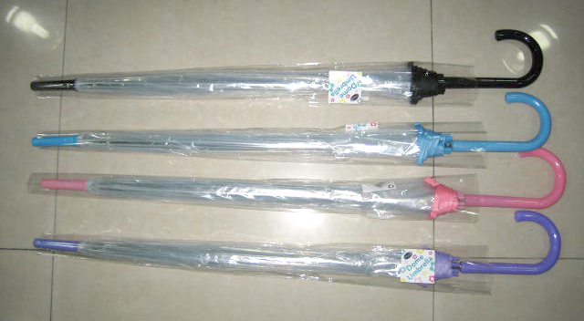 23inch 8ribs Straight Manual Apollo Dome Transparent Poe Umbrella Pink Points Printing