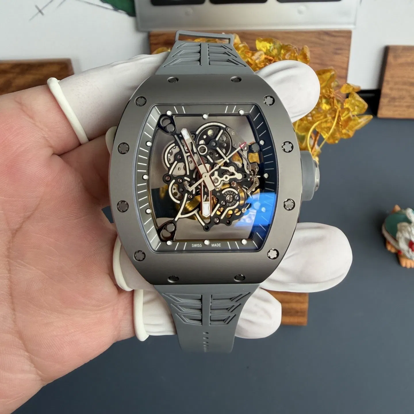 RM055 Tonneau Titanium Case Vauchar Movement Rmul2 Skeleton Richards Millers Manual-Winding Watch