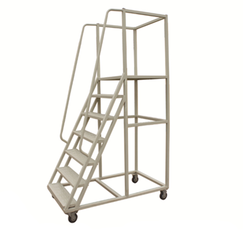 Safety Warehouse Stainless Steel Rolling Wheels Mobile Platform Ladder Truck