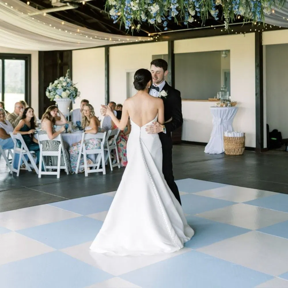 Огнеупорный танцпол 3FT/4FT сине-белый в клетку