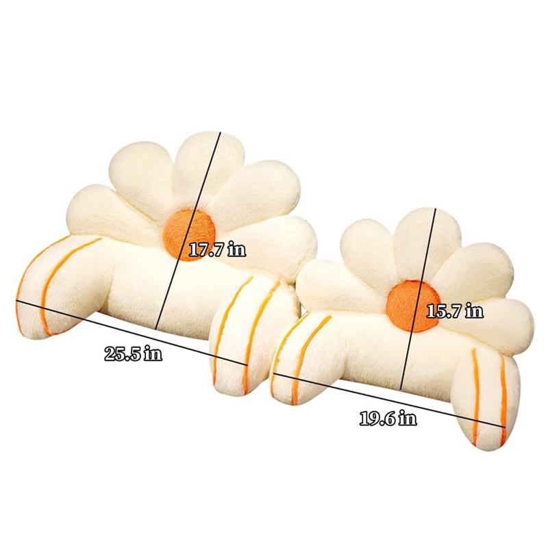 Reading Bed Rest Pillow with Arm Support Flower Shaped Faux Fur Backrest Reading Pillow for Sitting up in Bed