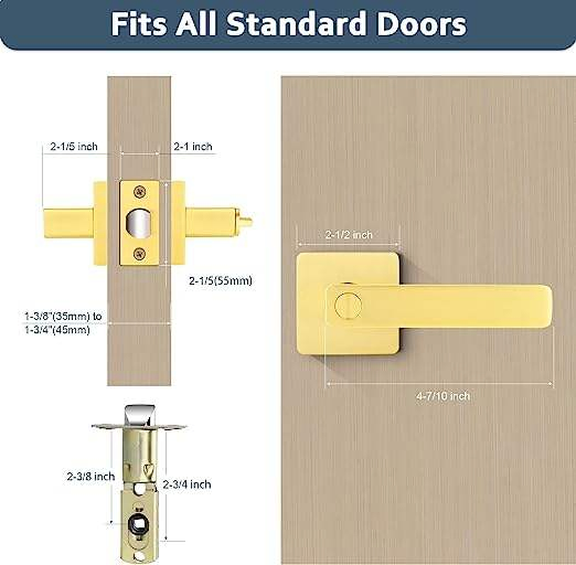Modern Design Zinc Alloy Internal Wooden Bedroom Door Gold Lever Handle Lock with Home Hotel
